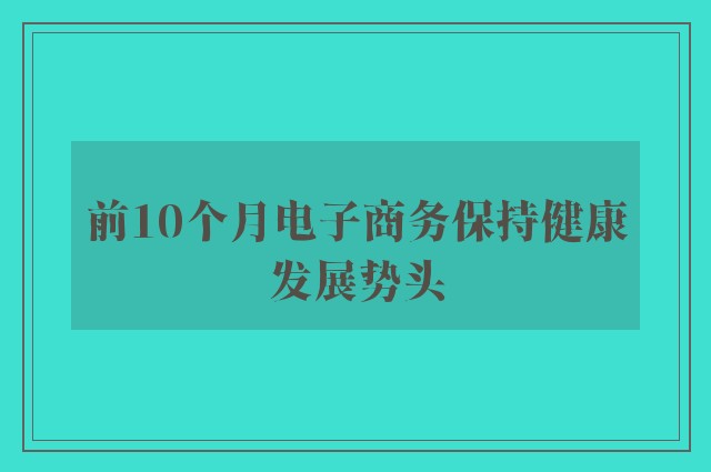 前10个月电子商务保持健康发展势头