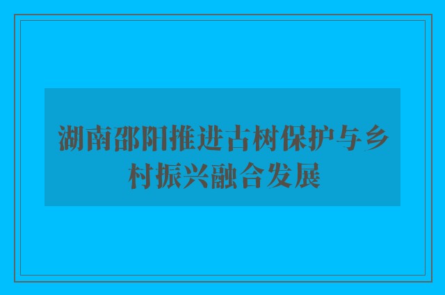 湖南邵阳推进古树保护与乡村振兴融合发展