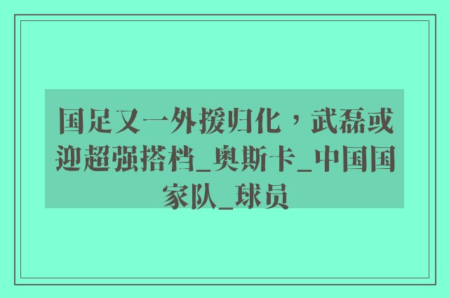 国足又一外援归化，武磊或迎超强搭档_奥斯卡_中国国家队_球员